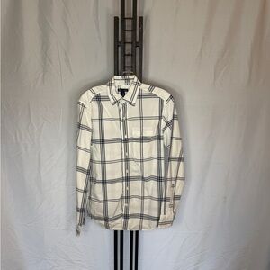 GAP Men's Cream‎ and Dark Blue Plaid Shirt